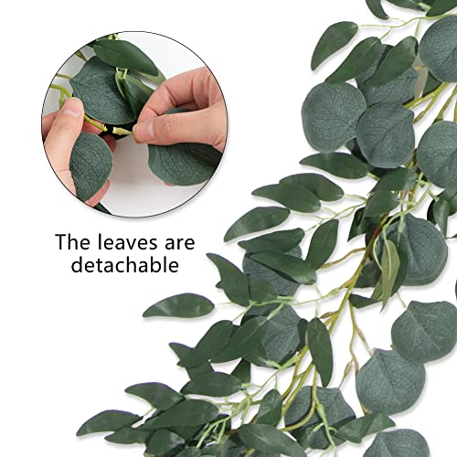 3Pcs Fake Eucalyptus Vines, 6.5FT Silk Ivy Garland, Odorless Lush Green Leaves Artificial Hanging Plants, Boho Forest Greenery Decor for Home, Classroom, Wall,Party, Wedding Decoration - color: Eucalyptus Garland