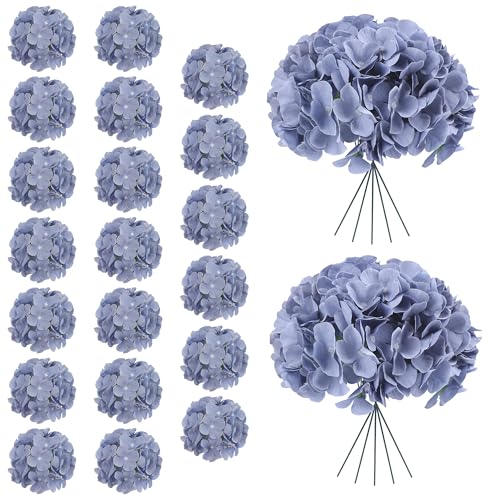 AVIVIHO 20Pcs Dusty Blue Hydrangea Artificial Flowers Bulk Realistic Silk Faux Hydrangea Heads with Stems Fake Flowers for Wedding,Party,Home,Table Centerpieces, Arch,Baby Shower,Party DIY Decoration - color: Dusty Blue, size: 20PCS