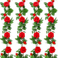 4p Red Artificial Rose Vine,Rose Garland,Pink Flower Vines for Decoration, Wedding, Garden, Wall Decoration,Backdrop,Bedroom,Birthday Party - size: Red - 4 pcs