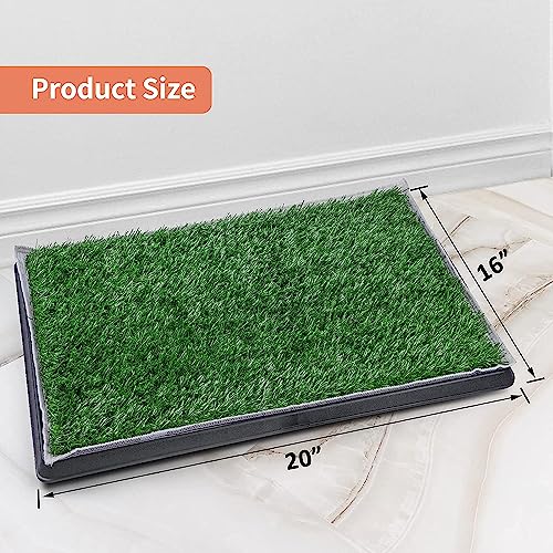 Dog Grass Pet Loo Indoor/Outdoor Portable Potty, Dog Litter Box, Artificial Grass Patch Bathroom Mat and Washable Pee Pad for Puppy Training, Full System with Trays (Pet Training Tray, 20"x16") - size: 20"x16"（4 Layer Potty System)