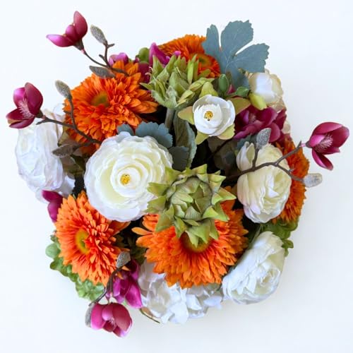 Flourish Your Own Way, Faux Floral Arrangement, Large-Size Premium Artificial Indoor Flower Display with Beautiful Blooms and Foliage That Lasts Forever - High Energy Natural Looking Floral - color: Flourish Your Own Way