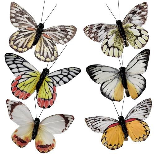 Cartanfill- Artificial Feather Simulation Butterfly Party Decoration Set, a Set of 12 Pieces with Clips, Used for Home Decoration in 12 Colors.… (D Clip) - color: D Clip