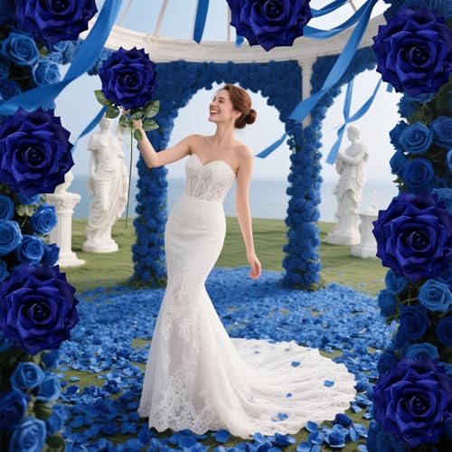 1 PCS 42-inch Giant Rose Large Decorative Flower, Wedding Window Display Background Decoration Rose, Valentine's Day （Dark Blue） - color: 05 Rose