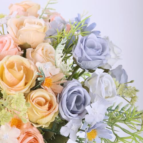 Artificial Flowers Bouquets 3 Bunches Fake Flowers Bride Holding Flowers Faux Floral for Home Wedding Spring Decor - color: Mixed-2