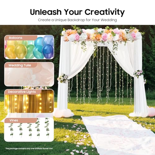 TFCFL Artificial Flower Wall Decor - 100cm Silk Flower Row with Flexible Mounting Rod, Ready to Hang for Balcony Garden Fence Wedding, Realistic No Maintenance Home Decor