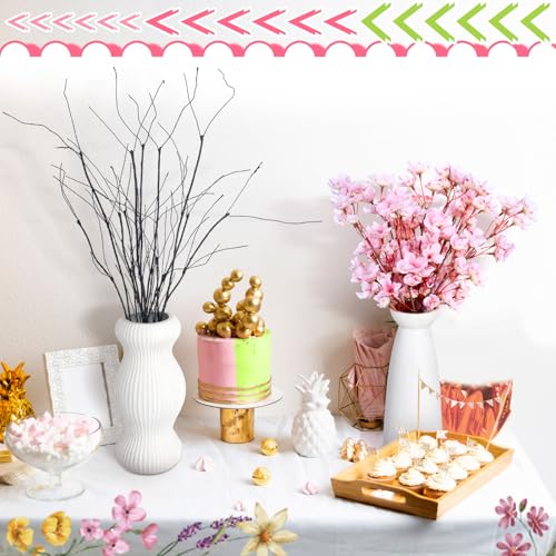 8 Pcs Artificial Cherry Blossom Branches Decor 15.7 Inch Artificial Cherry Flowers 4 Lifelike Curly Willow Branches for Home Indoor Decoration Vase DIY Wedding Table Centerpiece Decors Pink