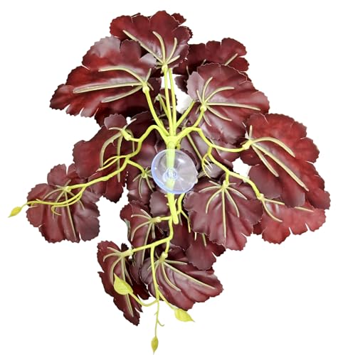 Woyrise Reptile Plants, Terrarium Hanging Plants Vines for Reptile Tank, Amphibian Habitat Leaves Decor with Suction Cups for Bearded Dragon Lizard Snake Gecko Frog Hermit Crab - 2Pack Green Heuchera - color: Heuchera