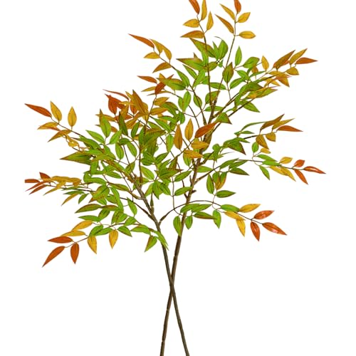 2 Pcs Artificial Plants Faux Branches for Vase Filler, 35.4 Inch Fake Plants Greenery Stems for Vase Spring Decorations Fall Decor, Fake Leaves Office Centerpieces Home Decor - color: Red Leaves, size: 2 Pcs
