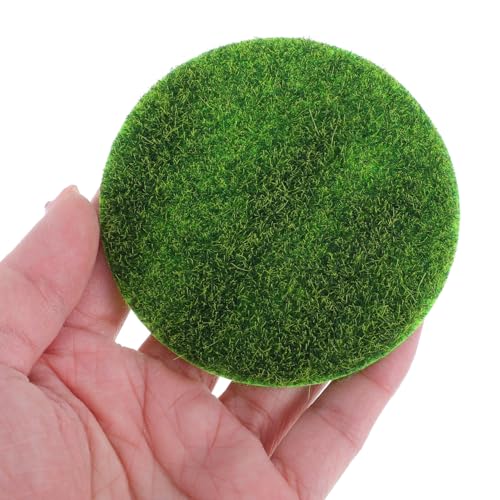 Yardwe 8Pcs Round Miniature Artificial Grass Mats for DIY Fairy Gardens - Realistic Simulation Lawn with Green Moss Turf Decorative Dollhouse and Outdoor Garden Craft Supplies