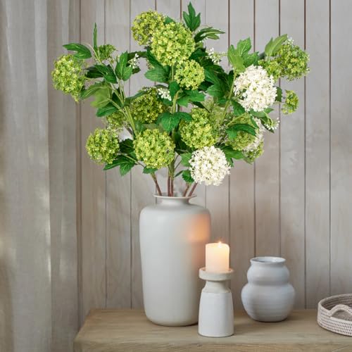 DILATATA Faux Hydrangea Flowers 31" Green Artificial Hydrangea Spray with 5 Flower Heads, 3 Per Bag.Faux Hydrangeas Plastic Flowers Fake Hydrangeas for Indoor Outdoor Wedding Table Centerpieces Decor - color: Green #99
