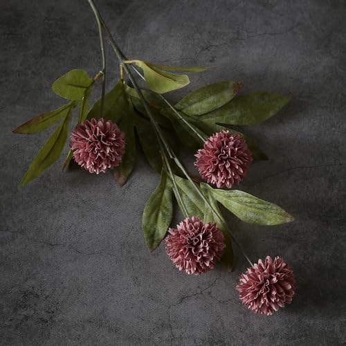 VIERENA 6 Pcs Faux Silk Pompon Mum Artificial Flowers for Vase -27", Bulk Fake Chrysanth Branches with Stems for DIY Bouquet Centerpieces Wedding Fillers Arrangements Shower Decorations (Warm Pink) - color: Warm Pink