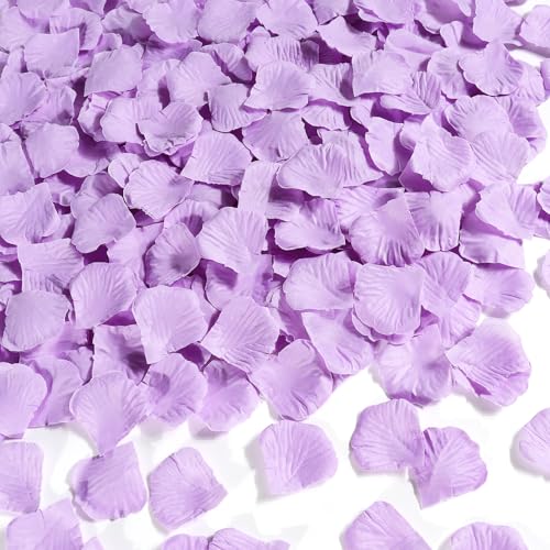 900 Pcs Rose Petals Artificial Silk Flower Petals Romantic Decorations for Wedding Engagement Birthday Event Anniversary Party Backdrop Supplies Light Purple - color: Light Purple