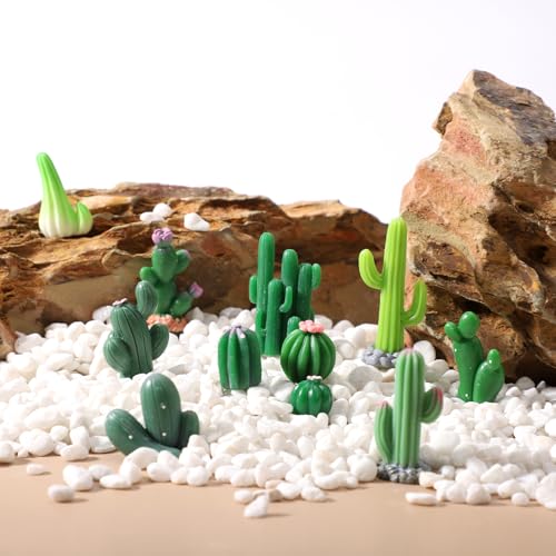 36 Pcs Mini Resin Cactus, Miniature Resin Cactus Figurines 12 Styles Cute Small Artificial Green Cactus Succulent Plants for Garden Flower Pot Bonsai Tiny Micro Landscape Decors