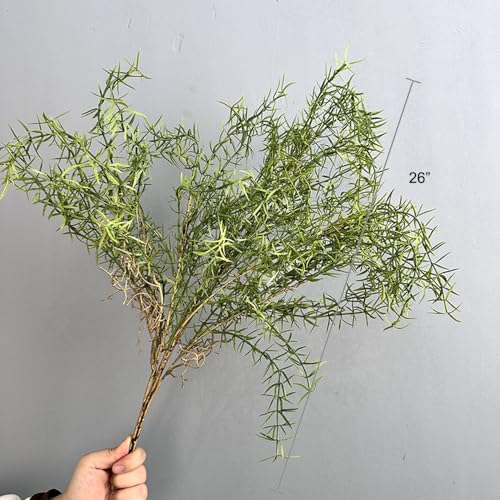 2Pcs Faux Asparagus Fern Bush 26In Large Artificial Radix Asparagi Fern Greenery Plants Home Decor Kitchen Garden Patio Balcony Decor