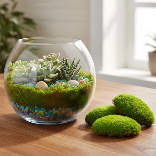 Solsew 6 Pcs Artificial Fake Green Moss for Potted Plant Indoor Waterproof Decorative Faux Moss Decor for DIY Crafts Garden Wedding Party Decoration(Charming) - style: Charming