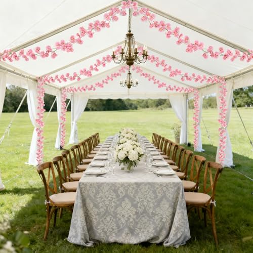 7.38ft Pink Orchid Garland Real Touch Latex Orchid Vine Hanging Artificial Orchids for Home Party Wedding Room Birthday Christmas Wall Arch Decor(Pink) - color: Pink