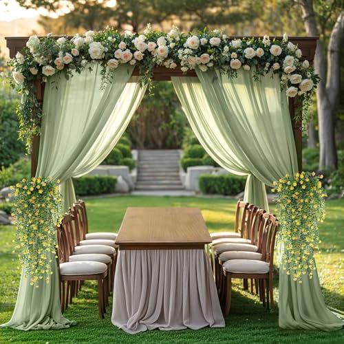 Artificial Hanging Flowers for Outdoor Indoor Decor , 6 packs Fake Eucalyptus Vine Faux Flower Greenery Garland Plastic Plants Outside UV Resistant Wall Garden Wedding Home Party Decor (Yellow) - color: Yellow