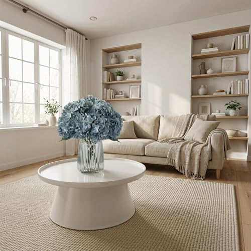 2Bouquets Artificial Fake Flowers Plants Silk Hydrangea Arrangements Wedding Bouquets Decorations Plastic Floral Home Kitchen Garden Party Festival Bar DIY (Gray Blue) - color: Gray Blue