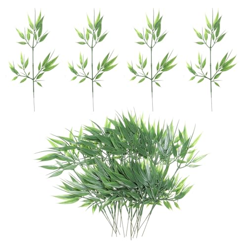 PATIKIL 13" Artificial Bamboo Leaves, 20Pcs Faux Bamboo Leaves Fake Greenery Leaf for Home Hotel Office Decoration, Green