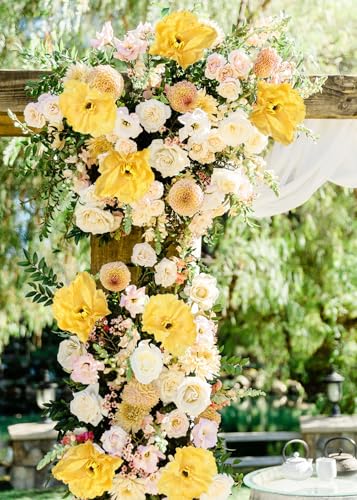 Poppy Flowers Artificial,6PCS Faux Yellow Poppies 41.3in Long Stem Artificial Flowers for Tall Vase Wedding Party Office Decor(Yellow) - color: Yellow