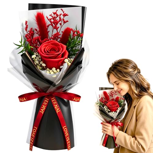 Preserved Flowers for Delivery,Red Rose Bouquet Gift for Women and Mom,Preserved Flowers Bouquet,Birthday Flowers Gifts for Her Grandma Wife Friends,Roses Gift Valentine’s Day Mothers Day Anniversary - color: Red-bouquet