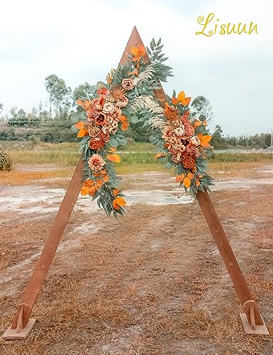 Lisuun Wedding Arch Flowers, Artificial Flowers for Decoration, Large Flower Swag for Boho Styles Wedding Ceremony Floral Decor - Pack of 2 - color: Burnt Orange-style 2