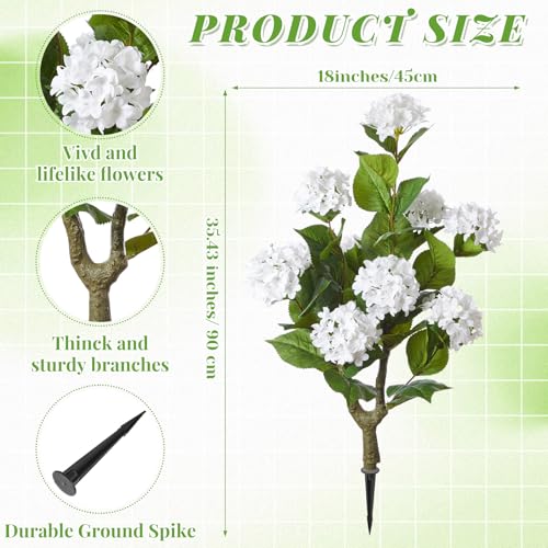 Daifunli 2 Pack 36″ Artificial Hydrangea Trees Real to Touch Faux Hydrangea Bushes Plants with Stakes for Wedding Spring Home Office Living Room Housewarming Gift(White) - color: White
