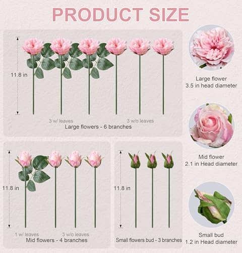 florisso Purple Rose Artificial Flowers - 13 Branches Silk Roses for Home Decoration, Wedding Floral & Party Decor (Faux Rose Flowers) - color: Rose-purple