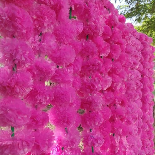 Artificial Marigold Garland for Decoration 5 Pcs of 5 feet Long Strands Artificial Marigold Flowers, Indian Decor for Pooja, Wedding Christmas, Events Decorations (Pink) - color: Pink