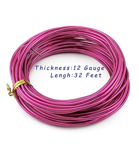 11 Yard Aluminum Wire Bendable Metal Wire Jewelry Craft Wire Beading Floral Making Jewelry Making Doll Making (12 Gauge, Fuchsia) - color: Fuchsia, size: 12 Gauge
