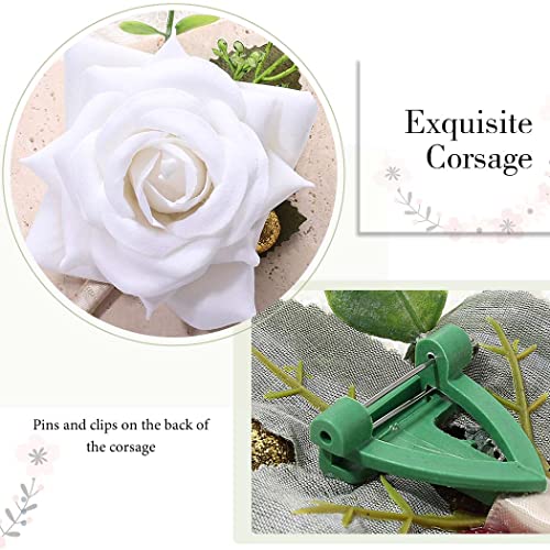 Wedding Boutonniere Groom Flower Buttonholes Groomsmans Prom Party Suit Decoration Anniversary Accessories for Man - color: A-white
