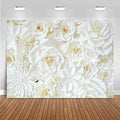 7x5ft White Roses Wall Photography Backdrop Wedding Bridal Shower Baby Shower Party Decoration White Roses Flowers Wall Art Photo Background Studio Photo Booth Props Vinyl