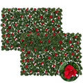Expandable Fence Privacy Screen with Artificial Flower, Greenery Expandable Stretchable Covers Panel Privacy Fence for Balcony Patio Garden, Single Sided Leaves (Red Geranium, 2 Pack) - color: Red Geranium, size: 2 Pack