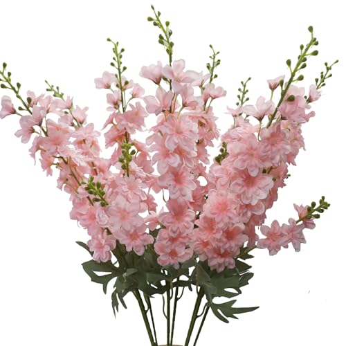 Faux Pink Flowers Artificial Delphinium 8PCS Long Stem Artificial Flowers for Tall Vase 33.46" Pink Silk Flowers Artificial Snapdragon Flowers for Wedding Baby Shower Home Table Decor - color: Pink