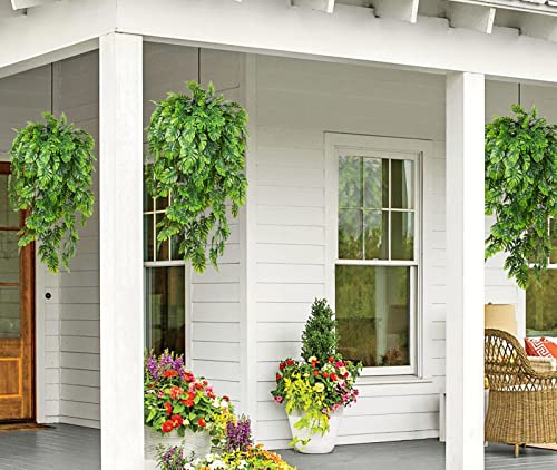 RECUTMS Artificial Hanging Plants 4Pcs, Fake Monstera Leaves Ivy Vine Faux Greenery UV Resistant Tropical Palm Leaf Swag Plant for Garden Home Jungle Hawaiian Luau Party Outdoor Indoor Spring Décor - color: Palm Leaf Hanging Plants 4pcs