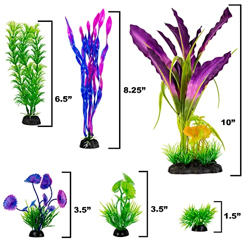 UNEAK 11 pcs Aquarium Flower Plant Plastic Set Fish Tank Large Artificial Decor Resin Plants Ornament Beta Goldfish Decorations Ornaments Freshwater & Saltwater Décor (Mix) - color: Plant Set Mixed Color