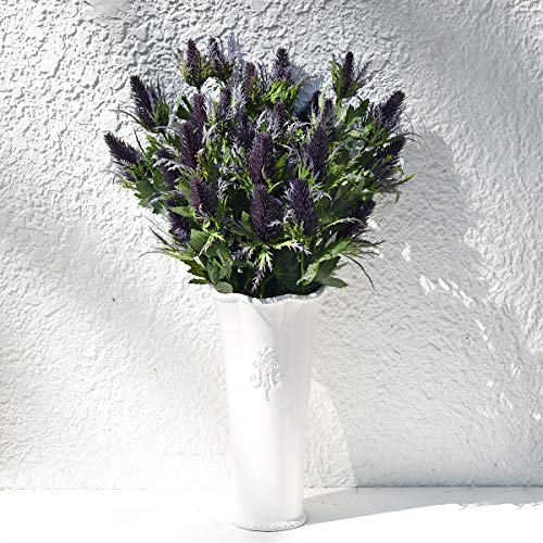 FiveSeasonStuff Real Size Artificial Thistle Flowers Real Touch 8 Stems Rustic Purple and Green Thistle Decor Spray Eryngium | Sea Holly for Wedding Bouquet Centerpiece 26 inches - color: Rustic Purple & Green