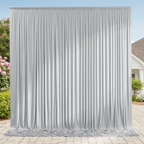 10ftx8ft Wrinkle Free Silver Backdrop Curtain for Parties, Thick Polyester Backdrop Drapes for Wedding Birthday Party Photography Background Baby Shower Decor - color: Silver, size: 10ftx8ft