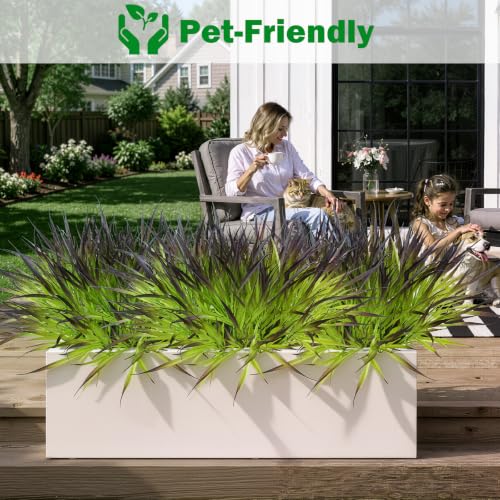 Uieke 28 Bundles Artificial Outdoor Plants UV Resistant Fake Grass Plants Faux Plastic Plants Greenery Shrubs for Home Garden Pathway Summer Decor, Deep Purple - color: Deep Purple, size: 28