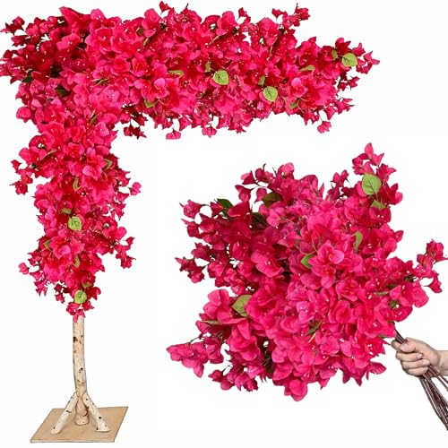 Pack of 24 - Artificial Bougainvillea Flower Stems Silk Long Branches Full Blossoms for Home Wedding Table Centerpiece Event Backdrop Indoor Outdoor Decorations (Deep Pink - Pack of 24) - color: Deep Pink - Pack of 24