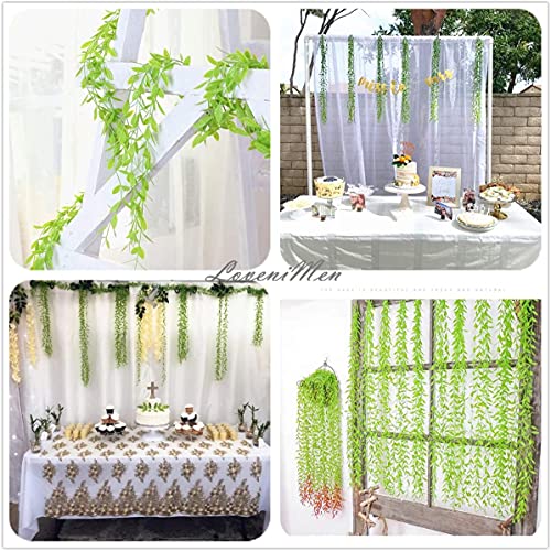 Artificial Vines, Hanging Ivy 10 Pack (Green 5Pcs Red 5Pcs) Fake Weeping Willow Greenery Leaves Plastic Plants Faux Garland Vine for Indoor Outdoor Wall Baskets Wedding Party Decoration - color: Vines/ Green 5pcs & Red 5pcs