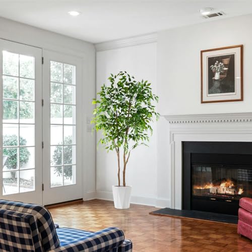 Warmplants Artificial Ficus Tree, 6ft Tall Fake Ficus Tree with Basket, Faux Plant for Indoor Outdoor Home Livingroom Office Garden Porch Décor - color: Ficus, size: 6ft