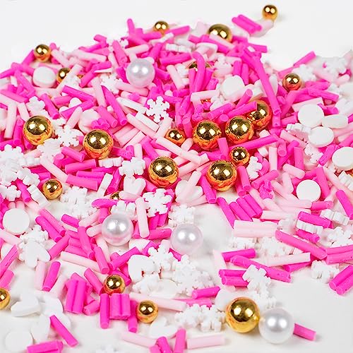 FUNSHOWCASE Polymer Clay Snowflake Pearl Sprinkles for Fake Dessert Cake Decor, Decoden Phone Case, Slime Projects DIY, Scrapbooking, Resin Jewelry Making Pack of 30g - color: Snowflakes 30g