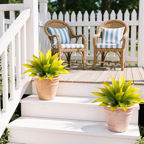 Artificial Flowers for Outdoors Artificial Agave 22'' Fake Plants Faux Agave Artificial Plants Outdoor Fake Flowers Outdoor Faux Plants Indoor Uv Resistant Artificial Plants (Yellow 2pcs) - color: 22"yellow
