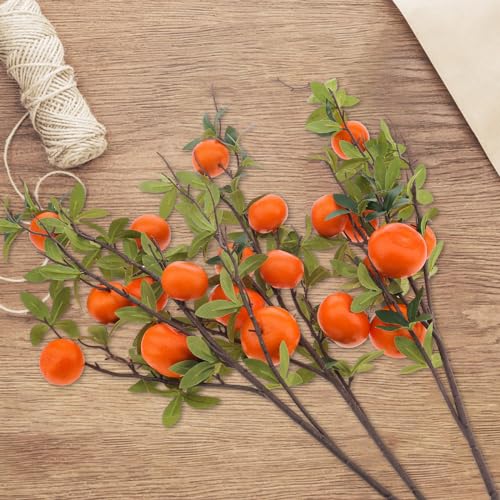 Woration 3PCS Artificial Orange Tree Branches Fake Fruit Tangerine Plants Twig Picks for Home Décor Office Wedding Window Props 37.4 Inch - color: 37.4 Inch Fake Orange Branches