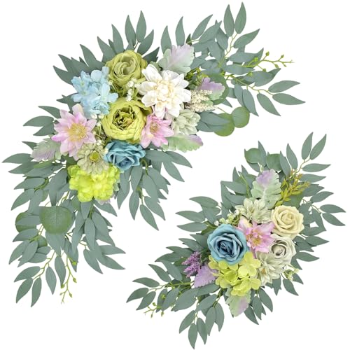 Artificial Flower Wedding Arch Decorations, Arch Faux Flowers Greenery for Wedding Decor, Reception Backdrop Decoration, Bridal Shower, Baby Shower (Green) - color: Green