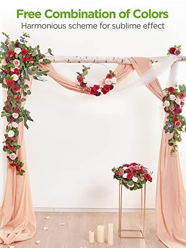 InnoGear Artificial Flowers, 50 Pcs Burgundy Foam Fake Roses Bulk with Stems for Decoration DIY Wedding Bouquets Centerpieces Bridal Shower Party Christmas Tree - color: Burgundy