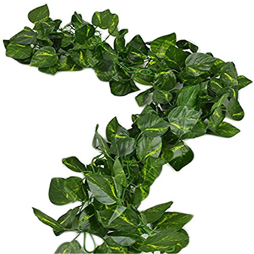 Unilove 168 feet Fake Foliage Garland Leaves Decoration Artificial Greenery Ivy Vine Plants for Home Decor Indoor Outdoors (Artificial Scindapsus Leaves) - color: 168ft Artificial Scindapsus Leaves