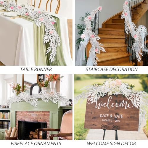 RECUTMS Artificial Willow Leaves Vine 6.5ft Fake Hanging White Garland | Fake Silk Leaf, Faux Twig Rattan Wreath, For Home Wedding Birthday Party Decor, Halloween & Christmas, Indoor Outdoor - color: White
