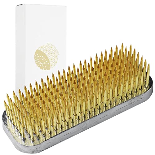 Wazakura Japanese Ikebana Kenzan Long Rectangular Flower Holder 3.4 in (87 mm), Made in Japan Floral Arranging Pin Frog Tool (3.4" (87mm) Long Rectangular Brass Kenzan) - color: 3.4" (87mm) Long Rectangular Brass Kenzan